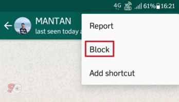 Blokir kontak whatsapp